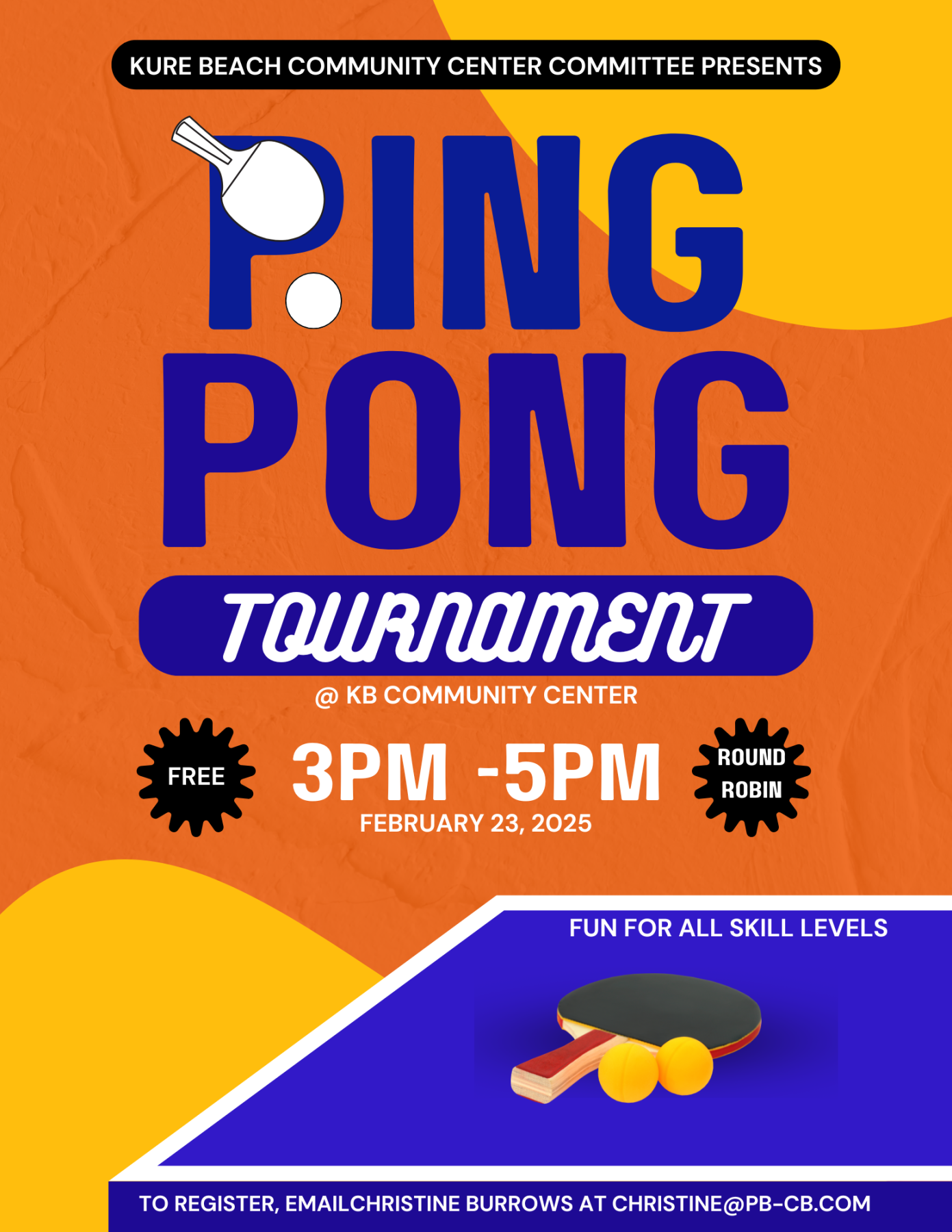 Ping pong tournament details